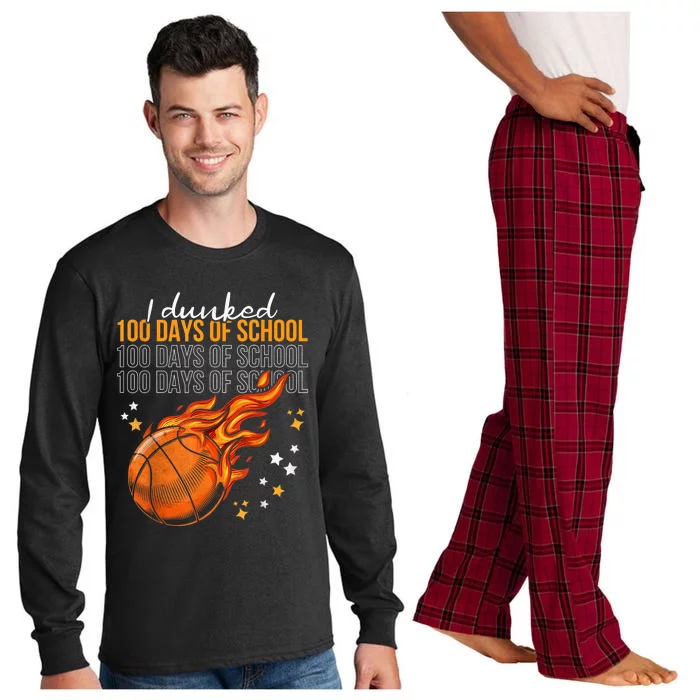 I Dunked 100 Days Of School Basketball 100th Day Of School Long Sleeve Pajama Set