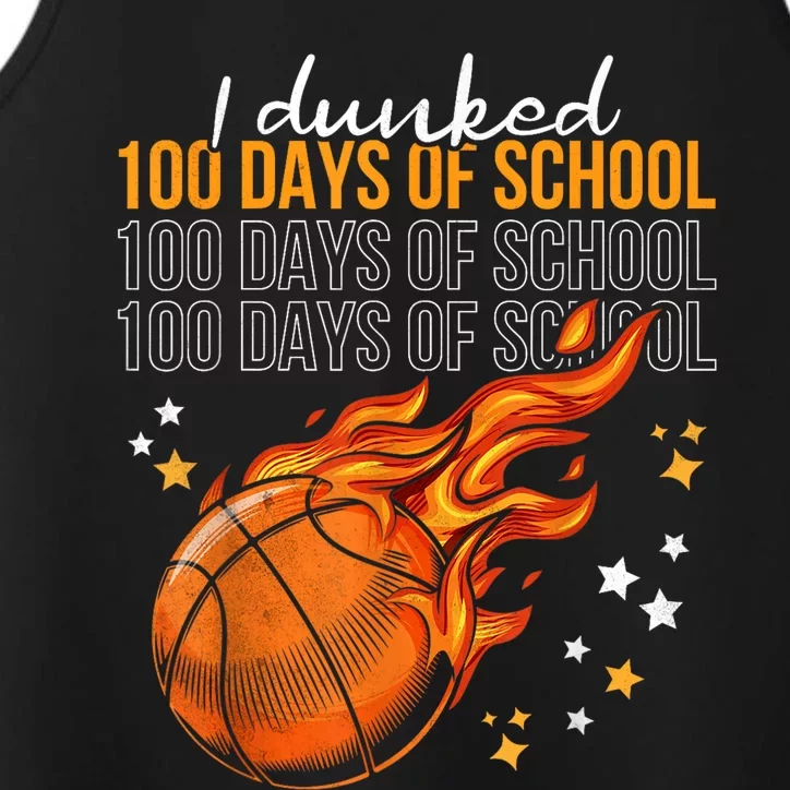 I Dunked 100 Days Of School Basketball 100th Day Of School Performance Tank