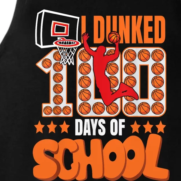 I Dunked 100 Days Of School Basketball 100th Day Ladies Tri-Blend Wicking Tank