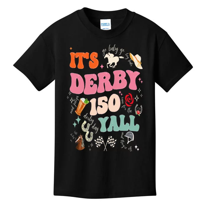 ItS Derby 150 Yall 150th Horse Racing Ky Derby Day Groovy Kids T-Shirt