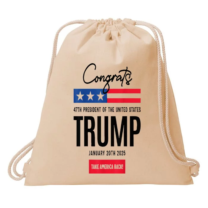 Inauguration Day 2025 Congrats Trump 2025 Drawstring Bag