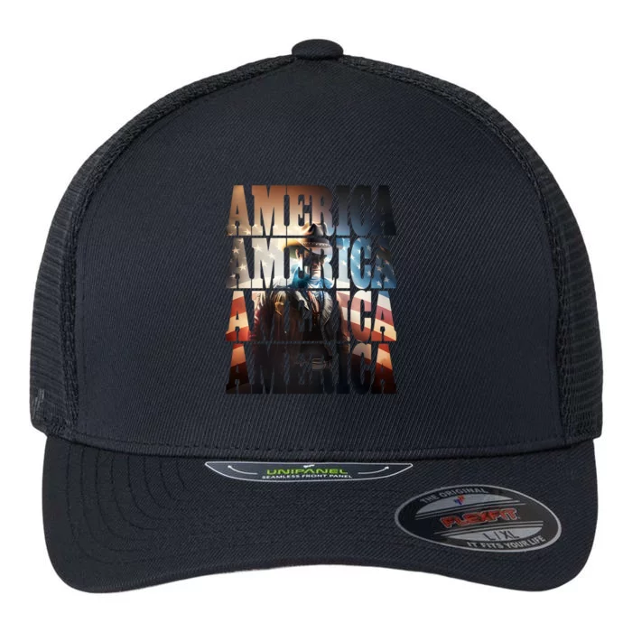 Independence Day 4th Of July Us American Flag Patriotic Cool Gift Flexfit Unipanel Trucker Cap