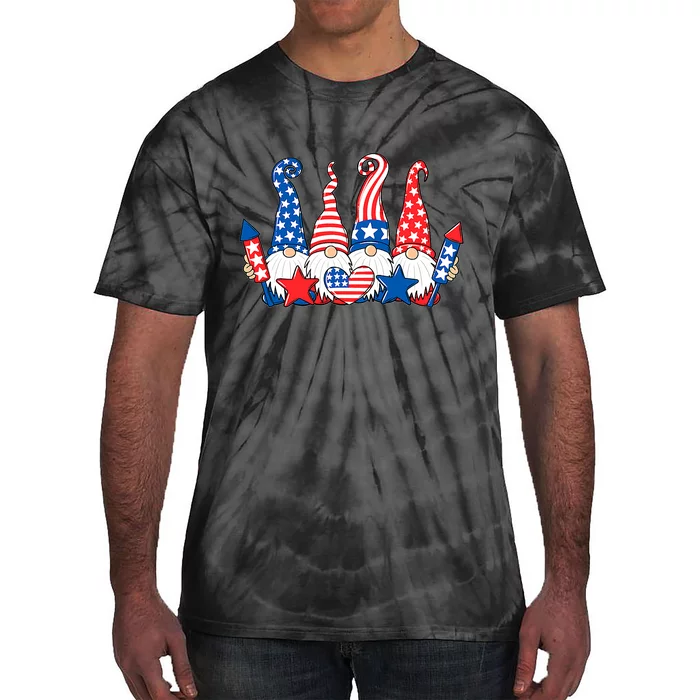 Independence Day 4th Of July Cute Gnomes Tie-Dye T-Shirt