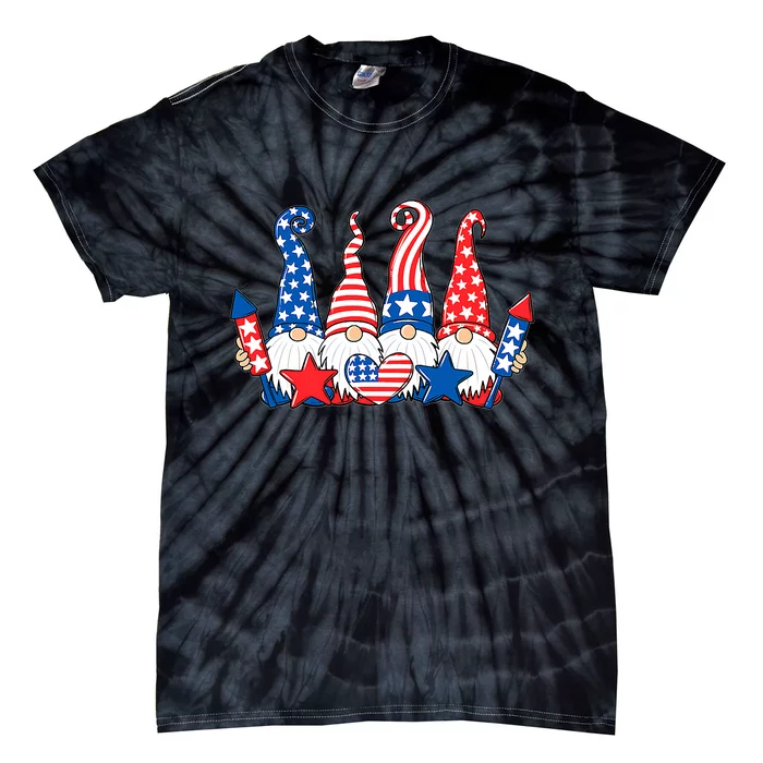 Independence Day 4th Of July Cute Gnomes Tie-Dye T-Shirt