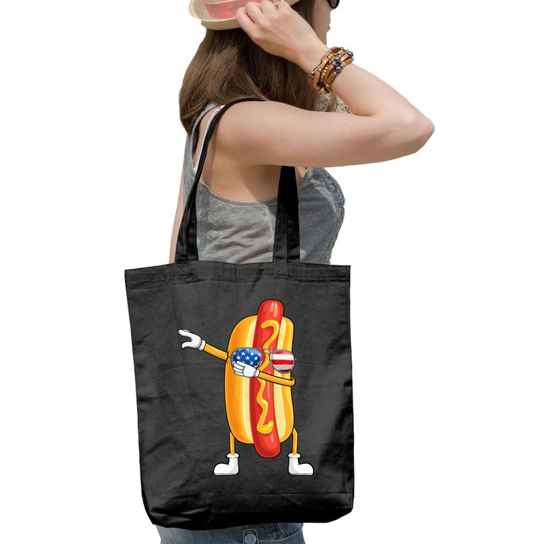 Independence Day 4th Of July Funny Dabbing Hotdog Tote Bag