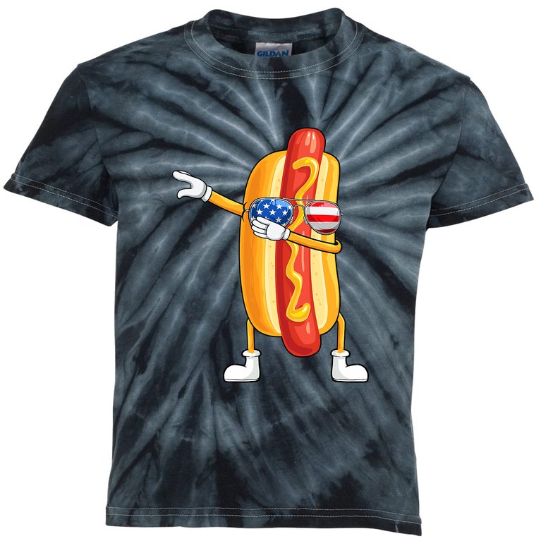 Independence Day 4th Of July Funny Dabbing Hotdog Kids Tie-Dye T-Shirt