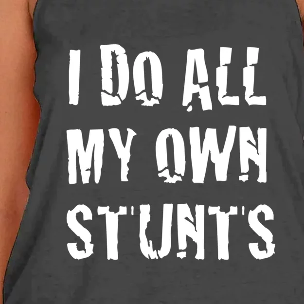 I Do All My Own Stunts Get Well Gifts Funny Injury Leg Gift Women's Knotted Racerback Tank