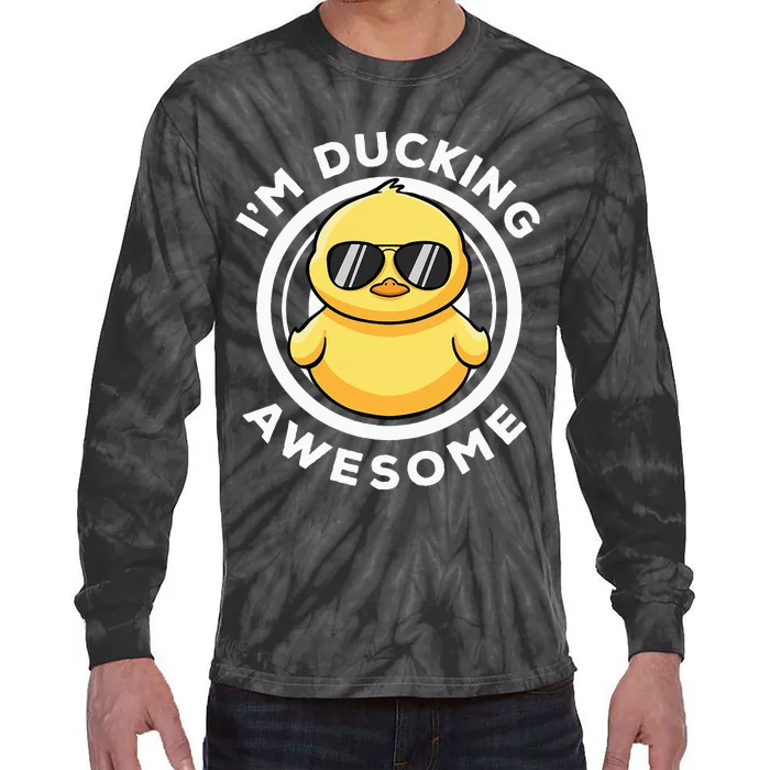 IM Ducking Awesome I Love Duck Lovers Funny Rubber Duck Tie-Dye Long Sleeve Shirt