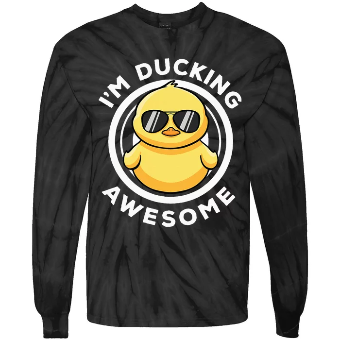 IM Ducking Awesome I Love Duck Lovers Funny Rubber Duck Tie-Dye Long Sleeve Shirt