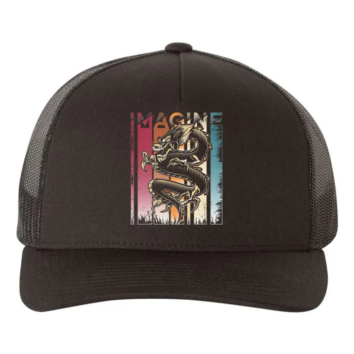 I.M.A.G.I.N.E D.R.A.Go.N A Vintage Retro Cool Art Yupoong Adult 5-Panel Trucker Hat