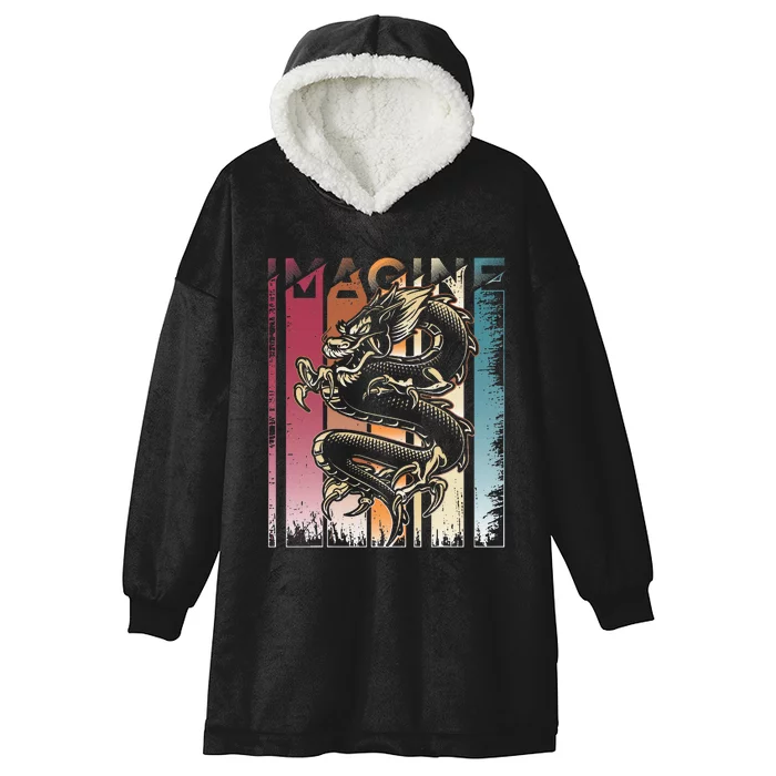 I.M.A.G.I.N.E D.R.A.Go.N A Vintage Retro Cool Art Hooded Wearable Blanket