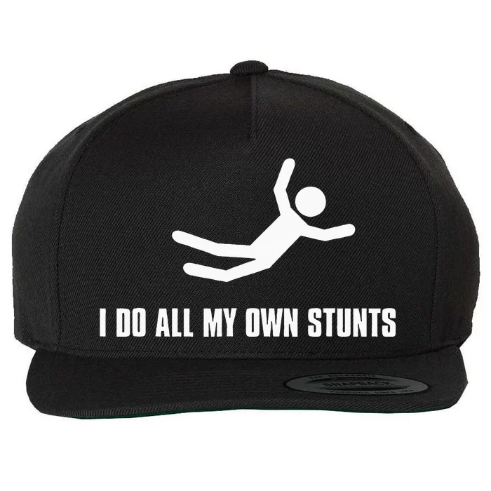 I Do All My Own Stunts Dark Wool Snapback Cap