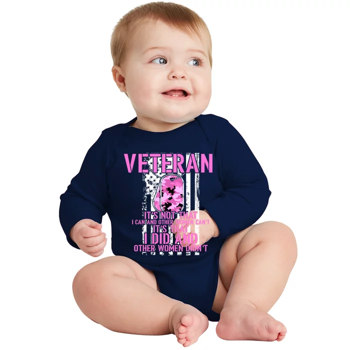 I Did And Other Didnt Usa Veteran Female Funny Gift Baby Long Sleeve Bodysuit