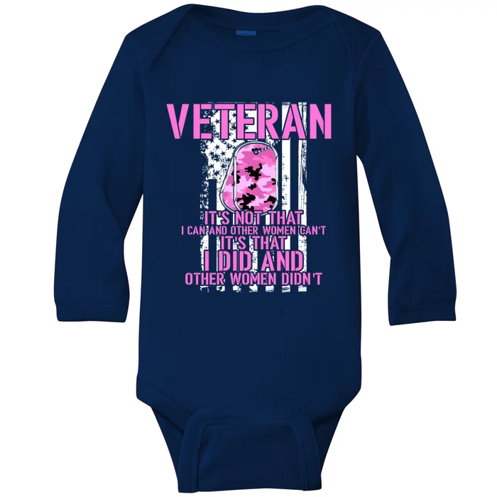 I Did And Other Didnt Usa Veteran Female Funny Gift Baby Long Sleeve Bodysuit