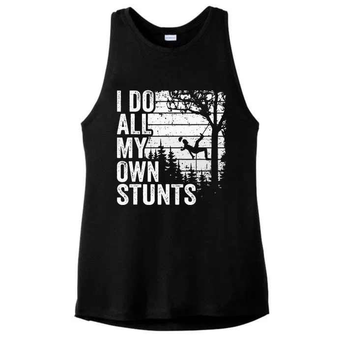 I Do All My Own Stunts Arborist Vintage Tree Climber Ladies Tri-Blend Wicking Tank