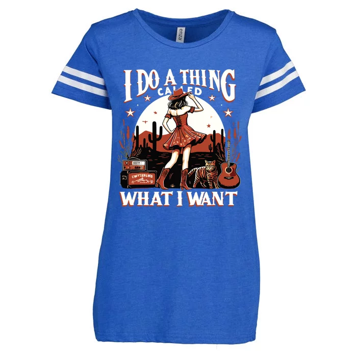 I Do A Thing Called What I Want Retro Western Cowgirl Enza Ladies Jersey Football T-Shirt