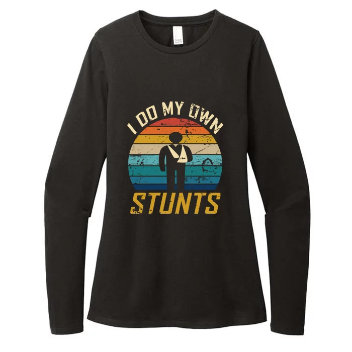 I Do All My Own Stunts Funny Broken Bones Vintage Funny Gift Womens CVC Long Sleeve Shirt