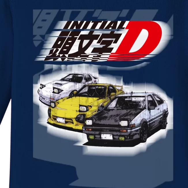 Initial D Ae86 &Amp; Rx7 Sketch Baby Long Sleeve Bodysuit