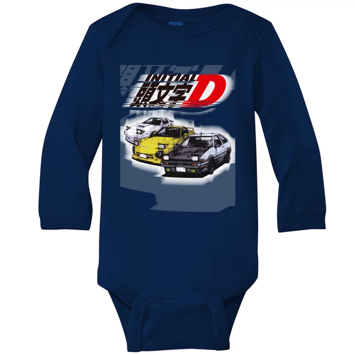 Initial D Ae86 &Amp; Rx7 Sketch Baby Long Sleeve Bodysuit