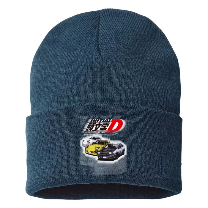 Initial D Ae86 &Amp; Rx7 Sketch Sustainable Knit Beanie