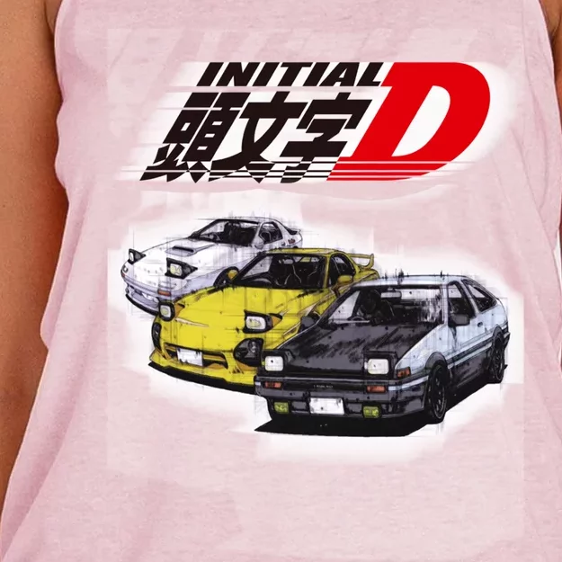 Initial D Ae86 &Amp; Rx7 Sketch Women's Knotted Racerback Tank