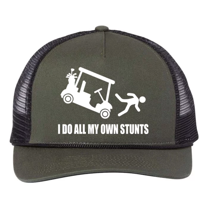 I Do All My Own Stunts Funny Golfer Retro Rope Trucker Hat Cap