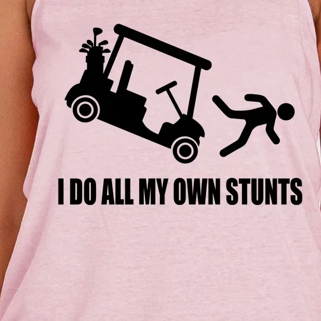 I Do All My Own Stunts Funny Golfer Women's Knotted Racerback Tank