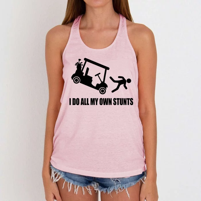 I Do All My Own Stunts Funny Golfer Women's Knotted Racerback Tank