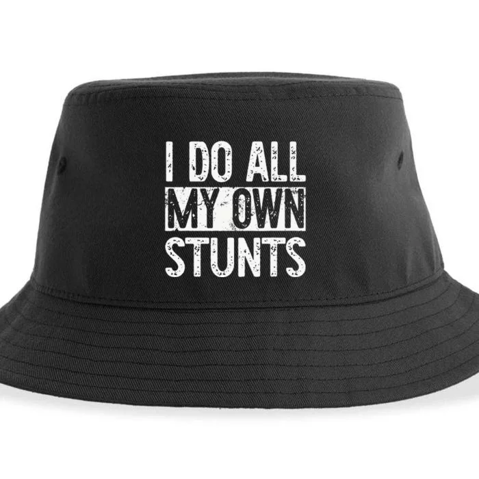 I Do All My Own Stunts Get Well Gifts Funny Injury Leg Sustainable Bucket Hat