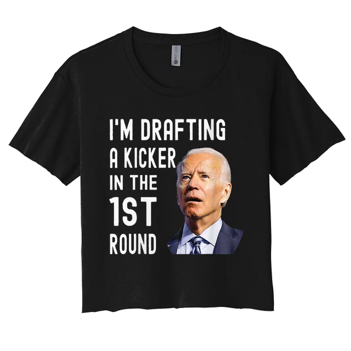 IM Drafting A Kicker In The 1st Round Funny Biden Confused Women's Crop Top Tee