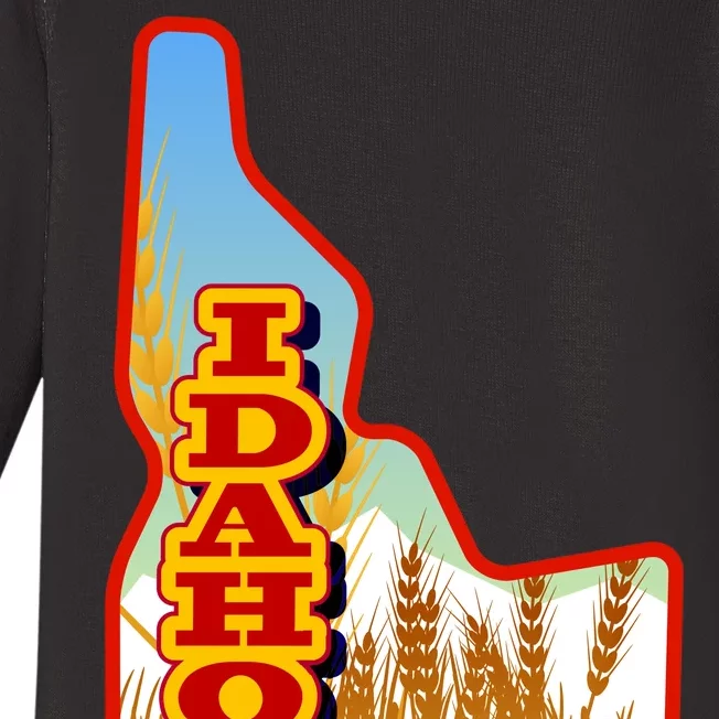 Idaho Potatoes State Outline Baby Long Sleeve Bodysuit