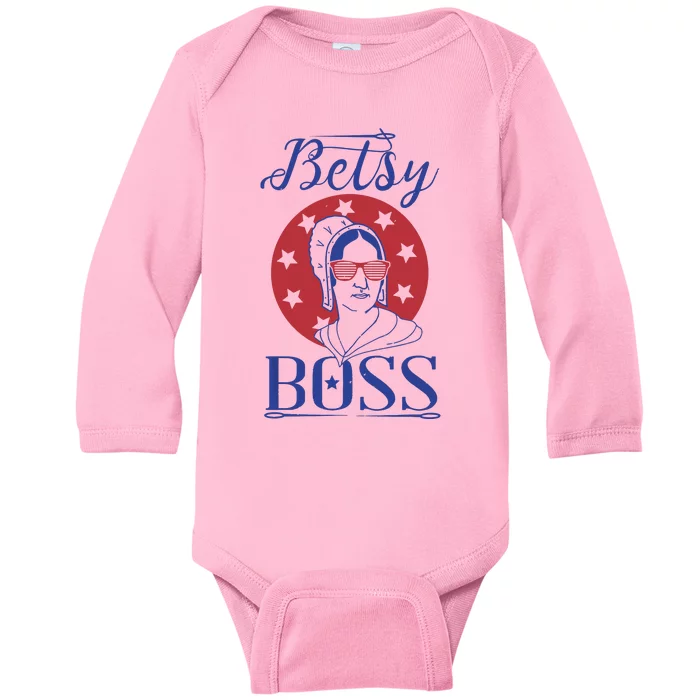 Independence Day Betsy Boss Ross 4th Of July Baby Long Sleeve Bodysuit