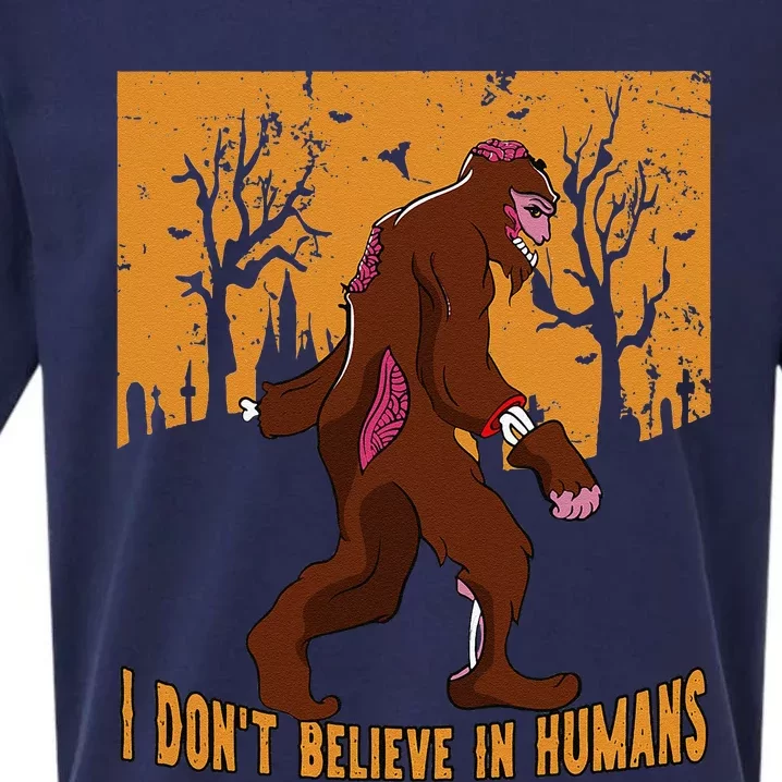 I Dont Believe In Humans Bigfoot Halloween Costume Gift Sueded Cloud Jersey T-Shirt