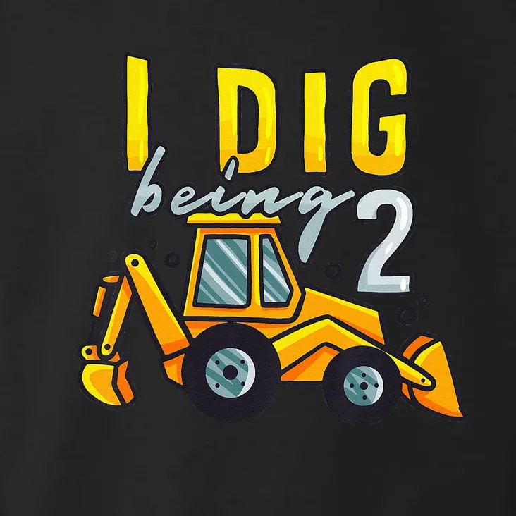 I Dig Being 2 Excavator Construction 2nd Birthday Party Toddler Hoodie