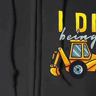 I Dig Being 2 Excavator Construction 2nd Birthday Party Full Zip Hoodie