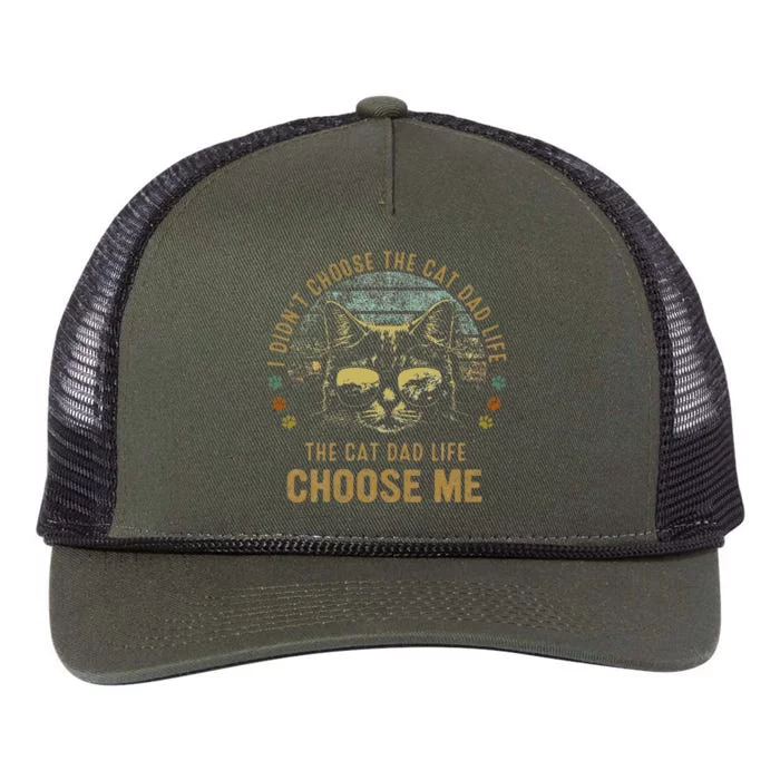 I Didn't Choose The Cat Dad Life The Cat Dad Life Choose Me Retro Rope Trucker Hat Cap