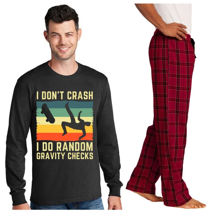 I Don't Crash I Do Random Gravity Checks Skateboard Long Sleeve Pajama Set