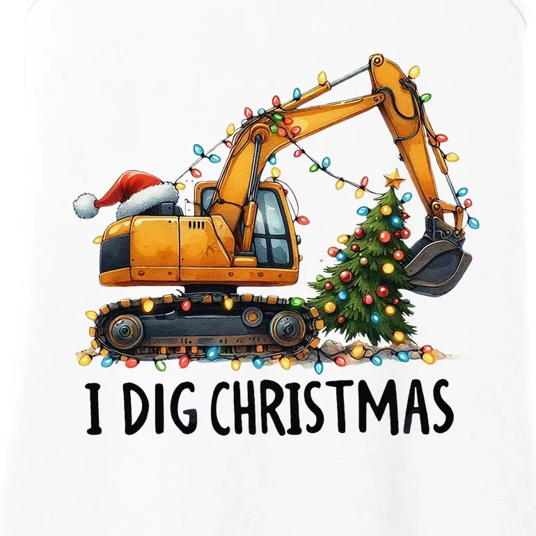 I Dig Christmas Excavator Construction Truck Digging Xmas Ladies Essential Tank