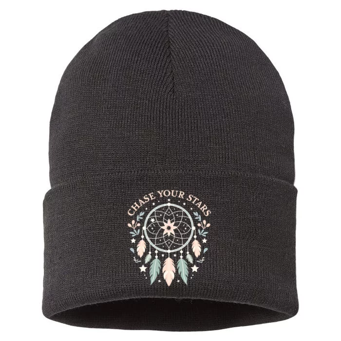 Inspirational Dream Catcher With Stars Sustainable Knit Beanie