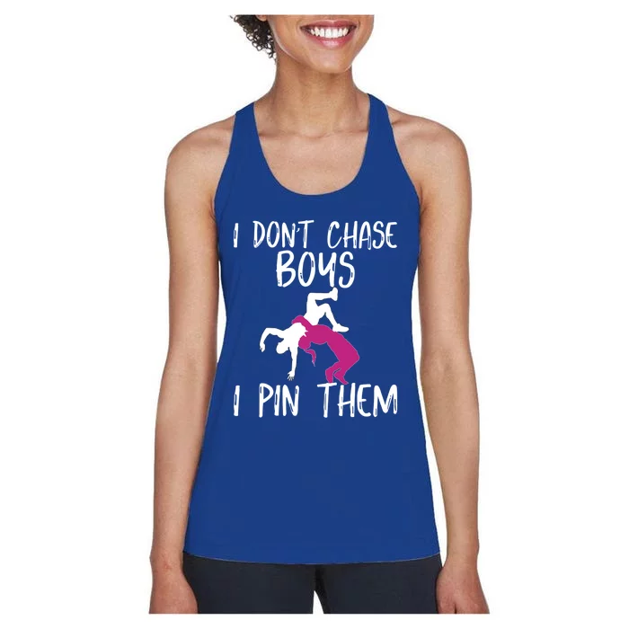 I Don't Chase I Pin Them Wrestling Teen Meaningful Gift Women's Racerback Tank