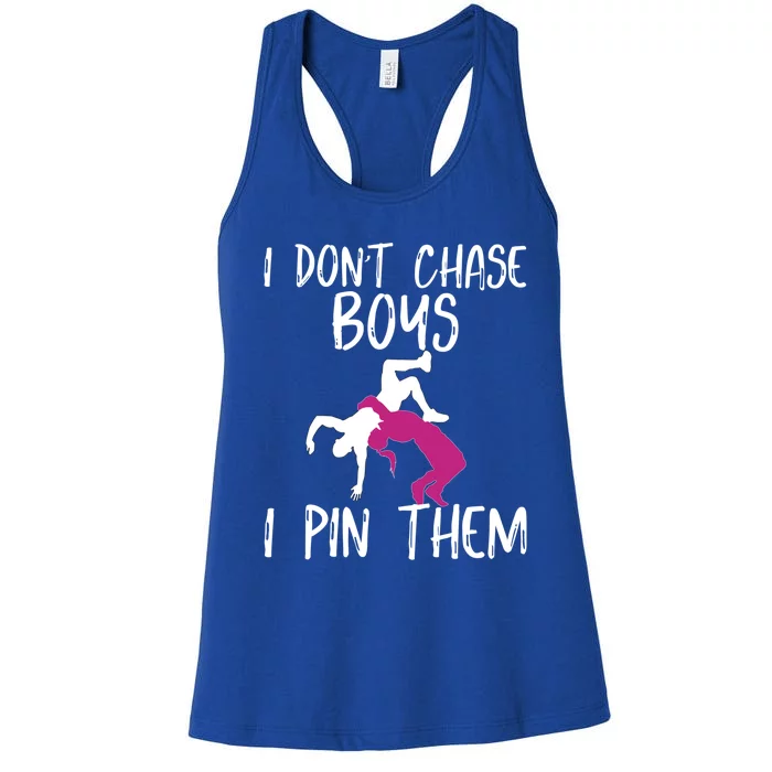 I Don't Chase I Pin Them Wrestling Teen Meaningful Gift Women's Racerback Tank