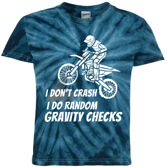 I Don't Crash I Do Random Gravity Checks Funny Motocross Kids Tie-Dye T-Shirt