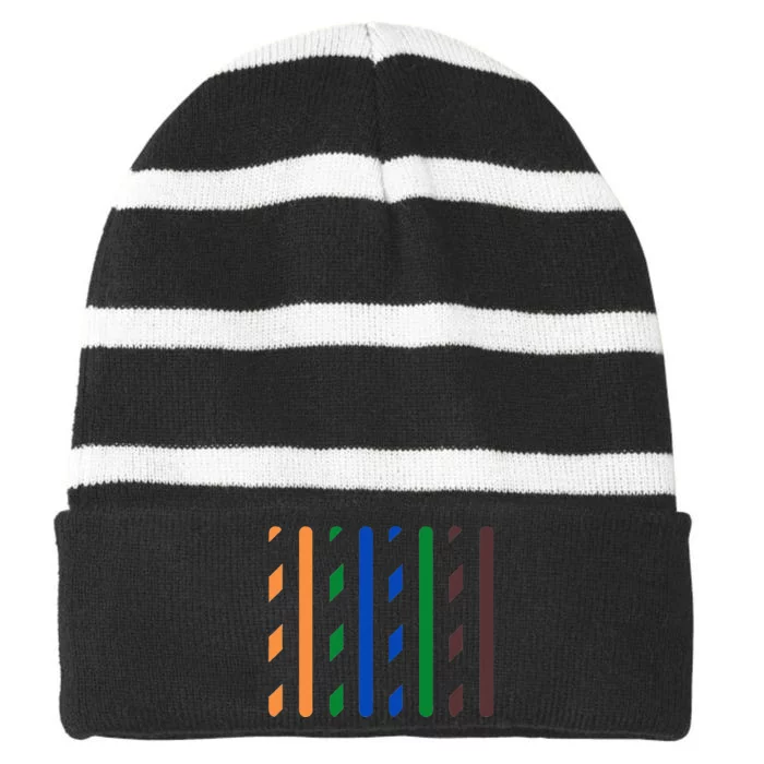 IT Data Cable RJ45 T568B Pinout Funny Data Technician Gift Striped Beanie with Solid Band