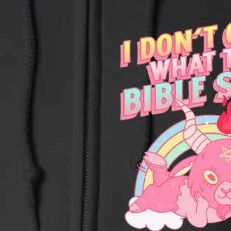 I don't care what the bible says Funny Goat Rainbow Pastel Full Zip Hoodie