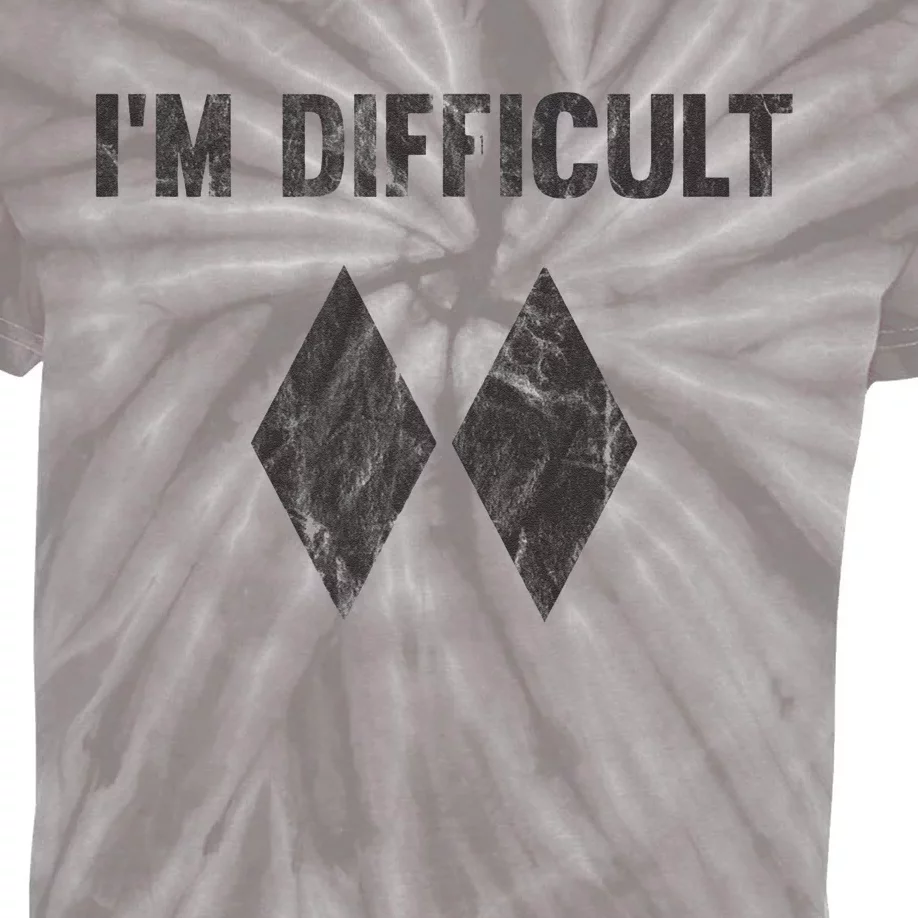 Im Difficult Double Black Diamond Ski Snowboard Kids Tie-Dye T-Shirt