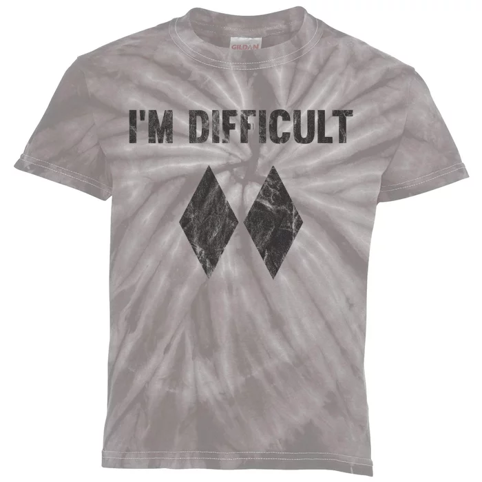 Im Difficult Double Black Diamond Ski Snowboard Kids Tie-Dye T-Shirt