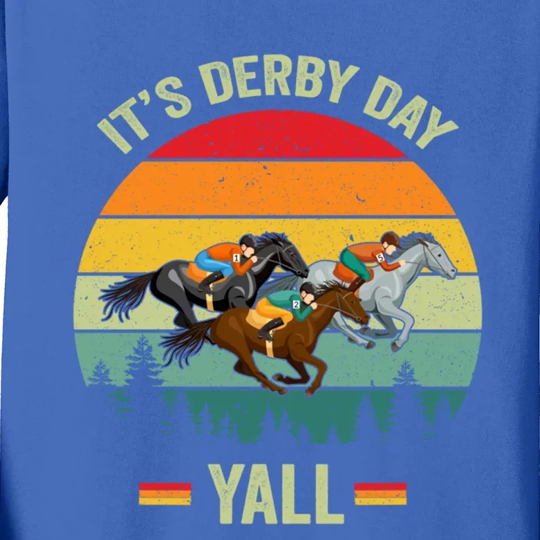 It's Derby Day Yall Retro Derby Horse Racing Lovers Gift Kids Long Sleeve Shirt