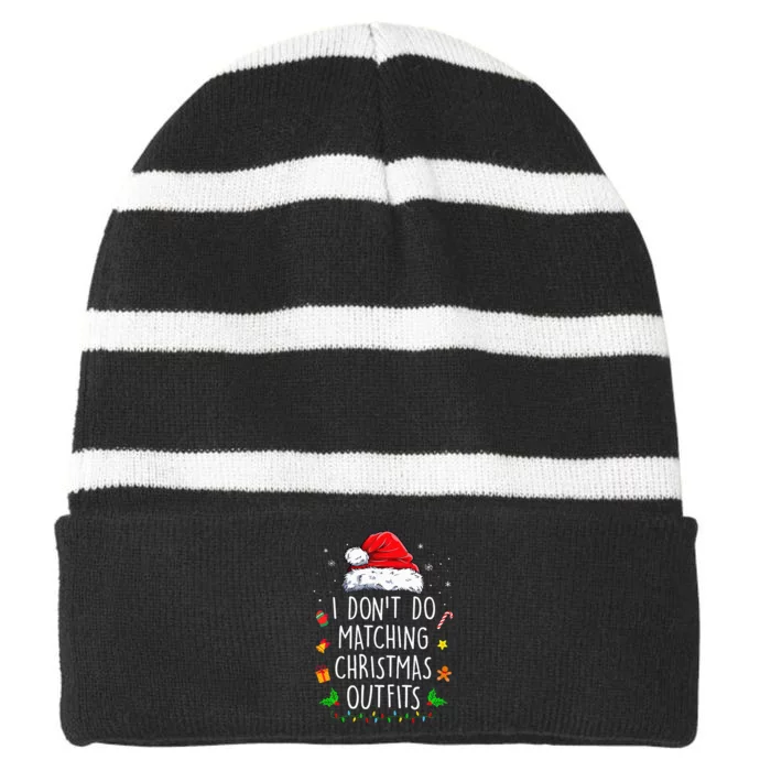 I Dont Do Matching Christmas Outfits Xmas Couples Striped Beanie with Solid Band