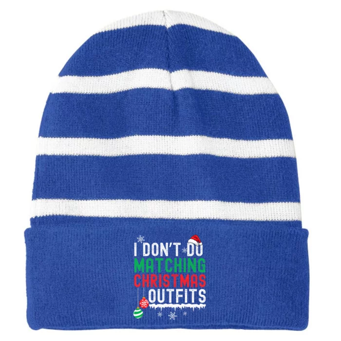 I Don't Do Matching Christmas Outfits Xmas Family Couples Striped Beanie with Solid Band