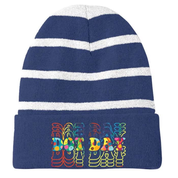 International Dot Day Retro Groovy Boy Girl Striped Beanie with Solid Band